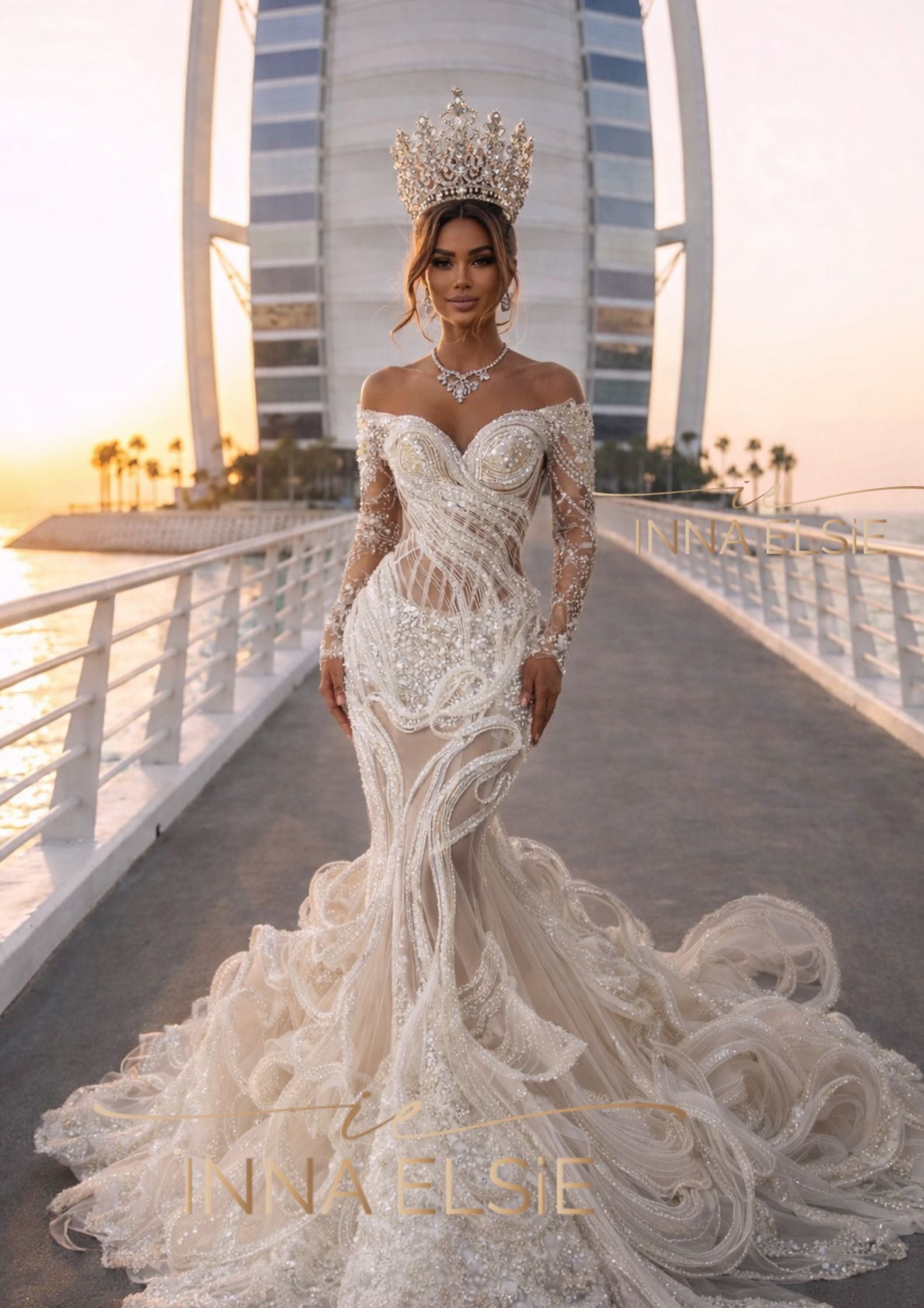 MILAGROS Sculpted Off-Shoulder Dress