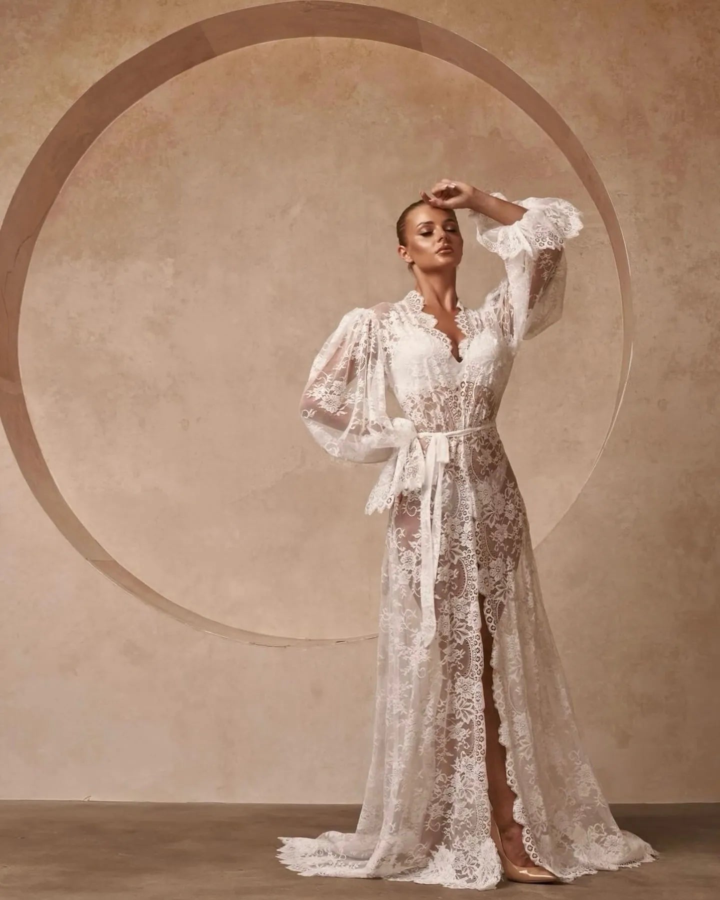 AURORA Lace Luxury Bridal Robe Elegant Wedding Dressing Gown AURORA Lace Luxury Bridal Robe Elegant Wedding Dressing Gown