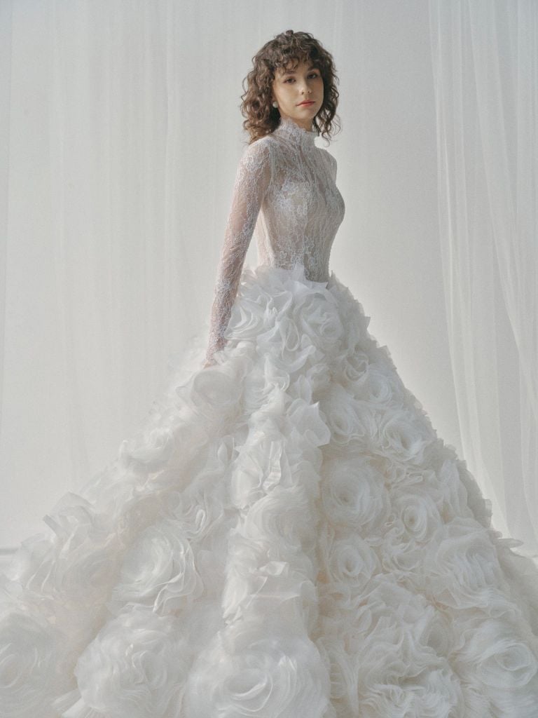 high neck corset wedding dress Luxury Modest A-Line Bridal Gown with Floral Appliqu and Translucent High Neck Corset, Plus Size Available