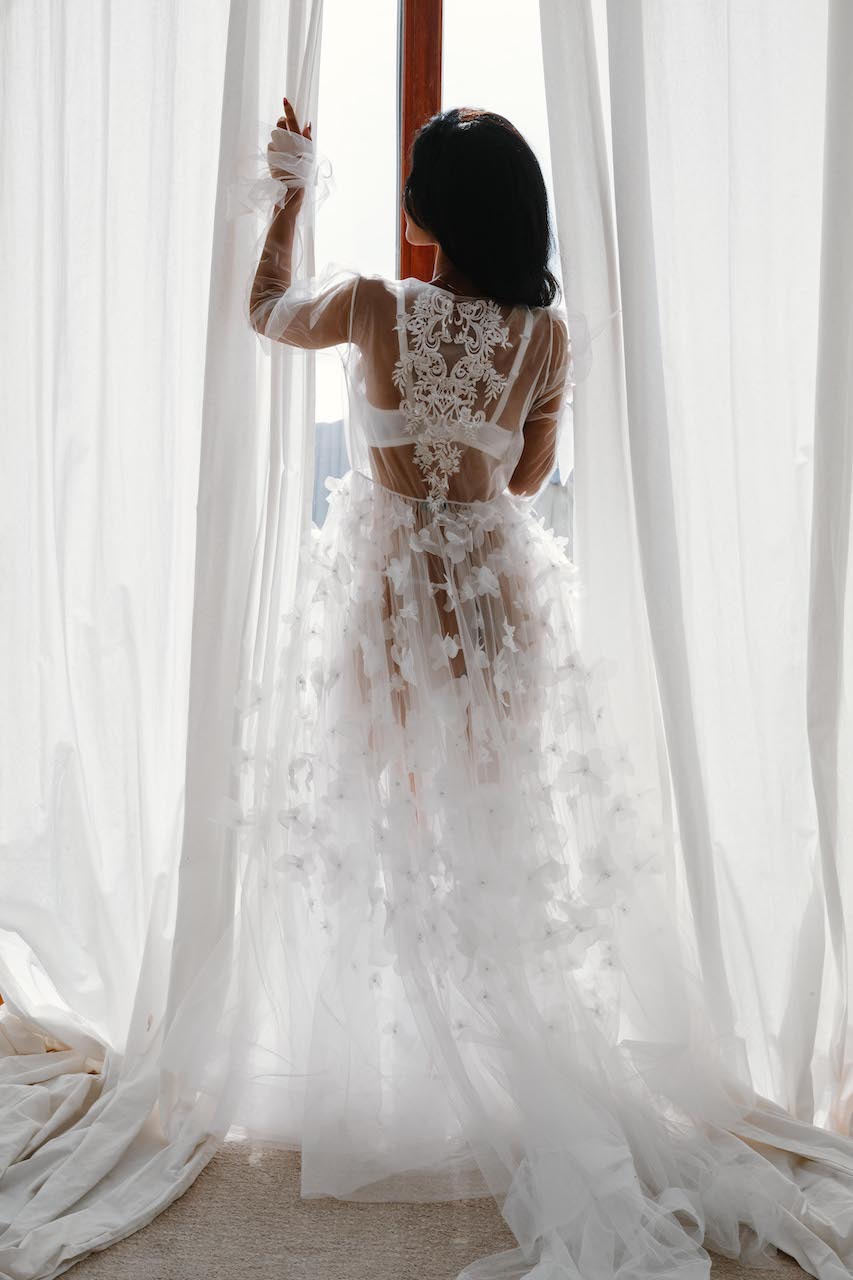 Luxury Adelia Bridal Lace Robe