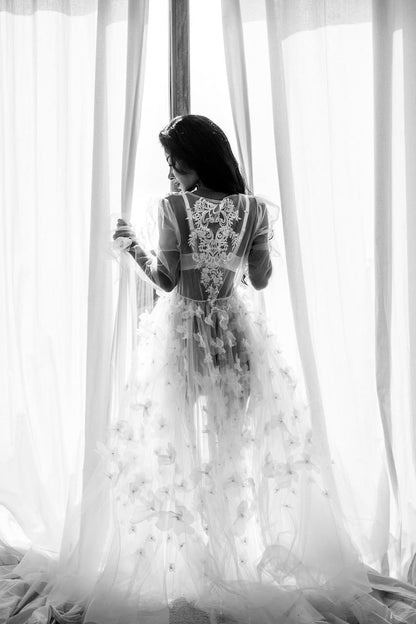 Luxury Adelia Bridal Lace Robe