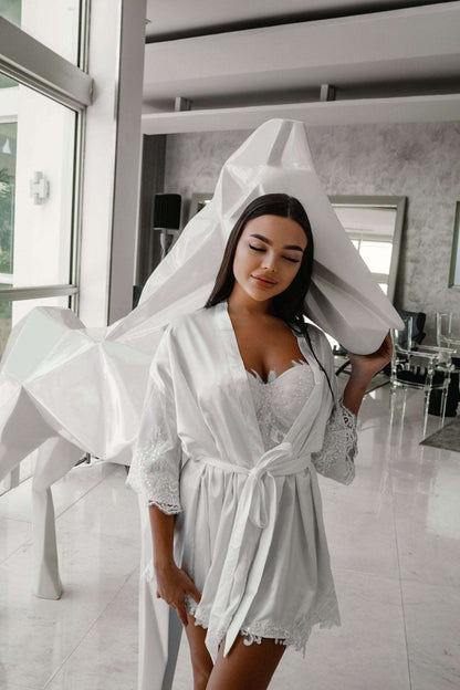 Alina Luxury Bridal Silk White Robe