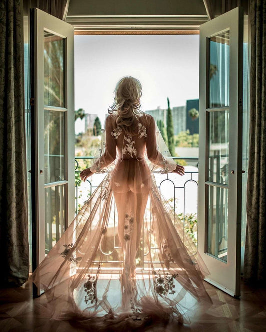 Luxury Angel Bridal Nude Robe