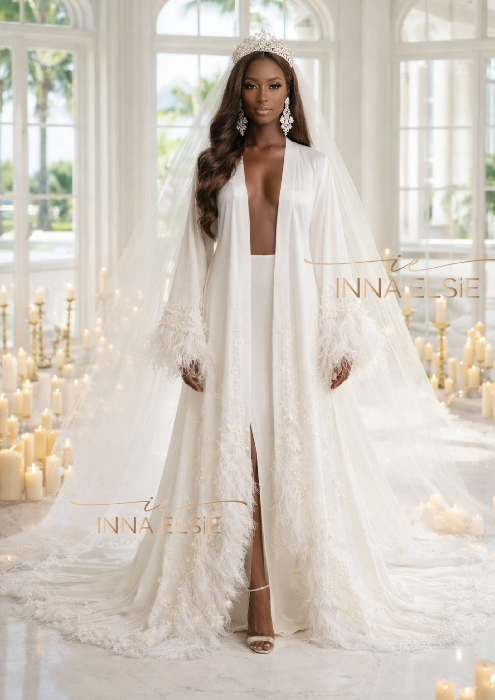 Bridal Robes With Feathers