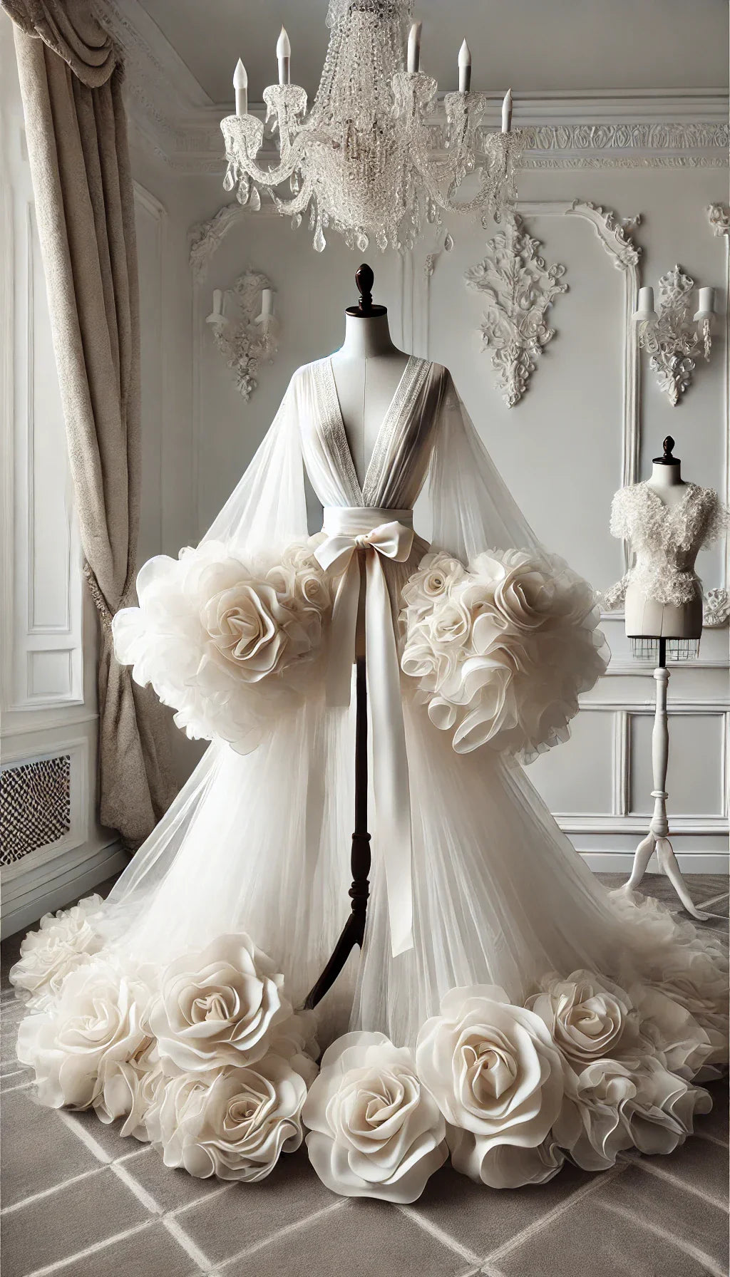 Bridal Robes With 3D flowers