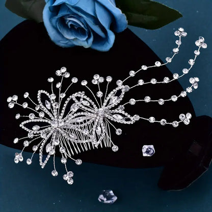 VANESSA Sparkling Rhinestone Flower Bridal Headpiece