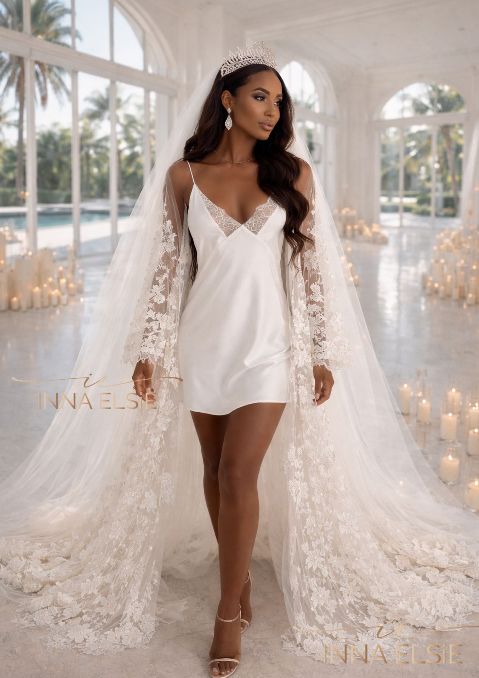 LORI Luxury Bridal Silk Slip White Dress XS