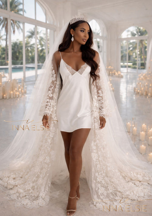 LORI Luxury Bridal Silk Slip White Dress