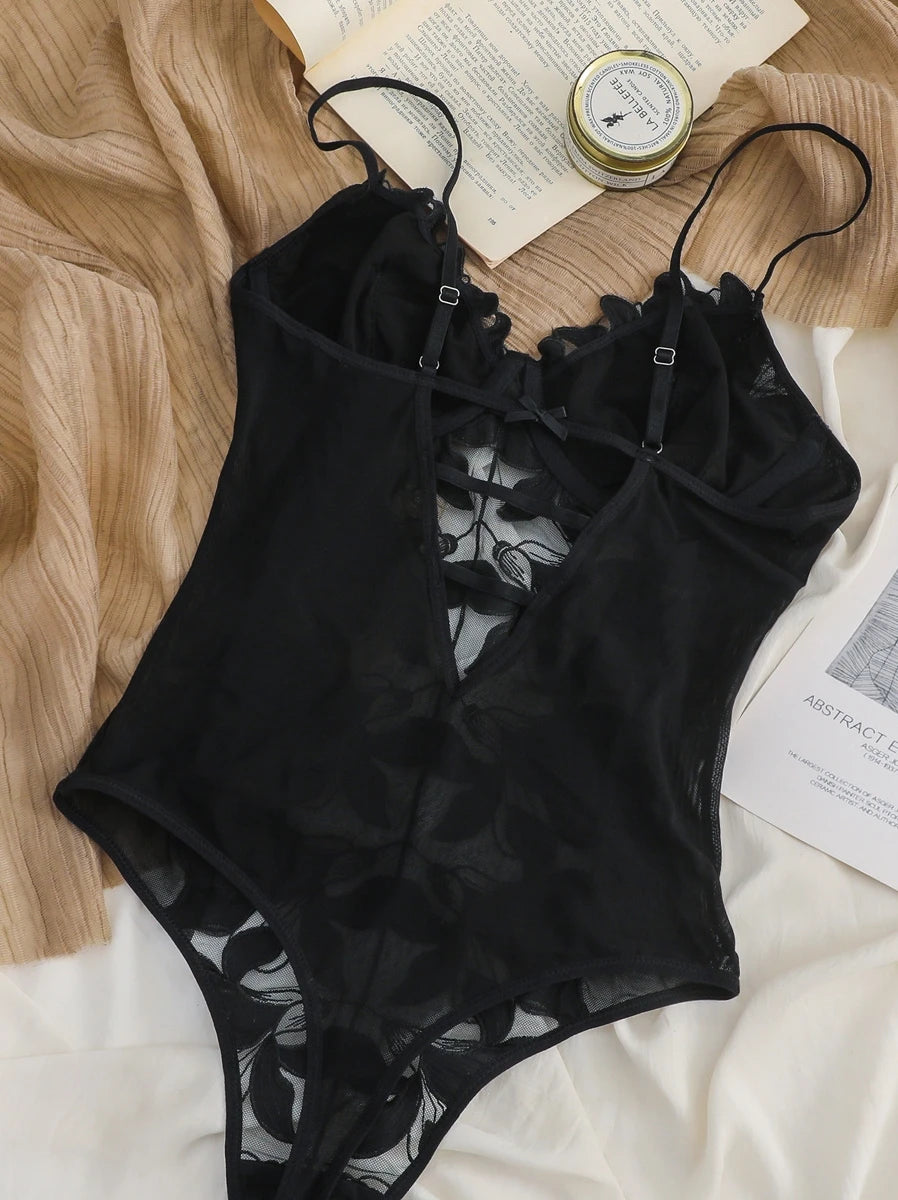 Luna Black Bridal Bodysuit