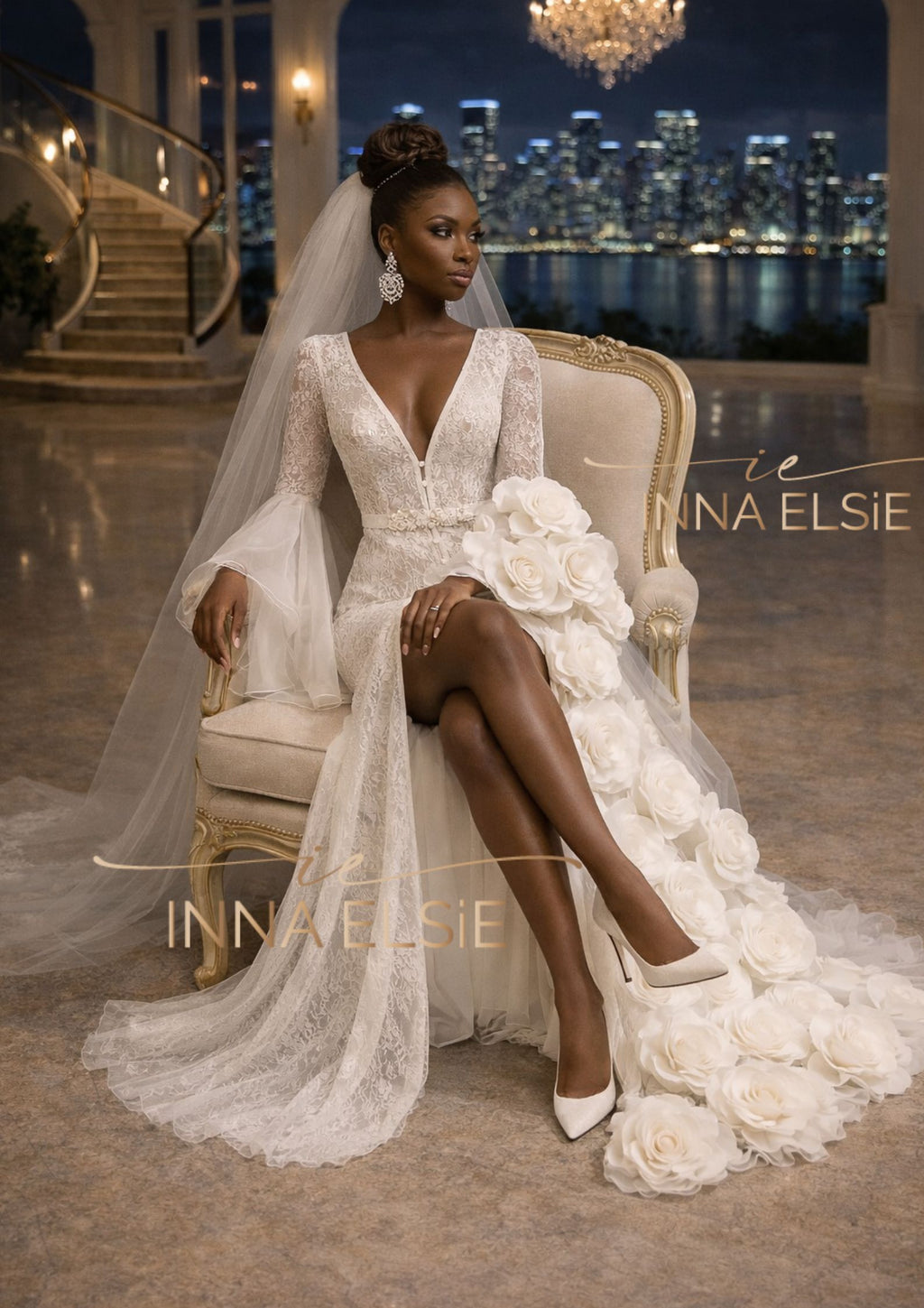 IMANE Couture Lace  Bridal Robe