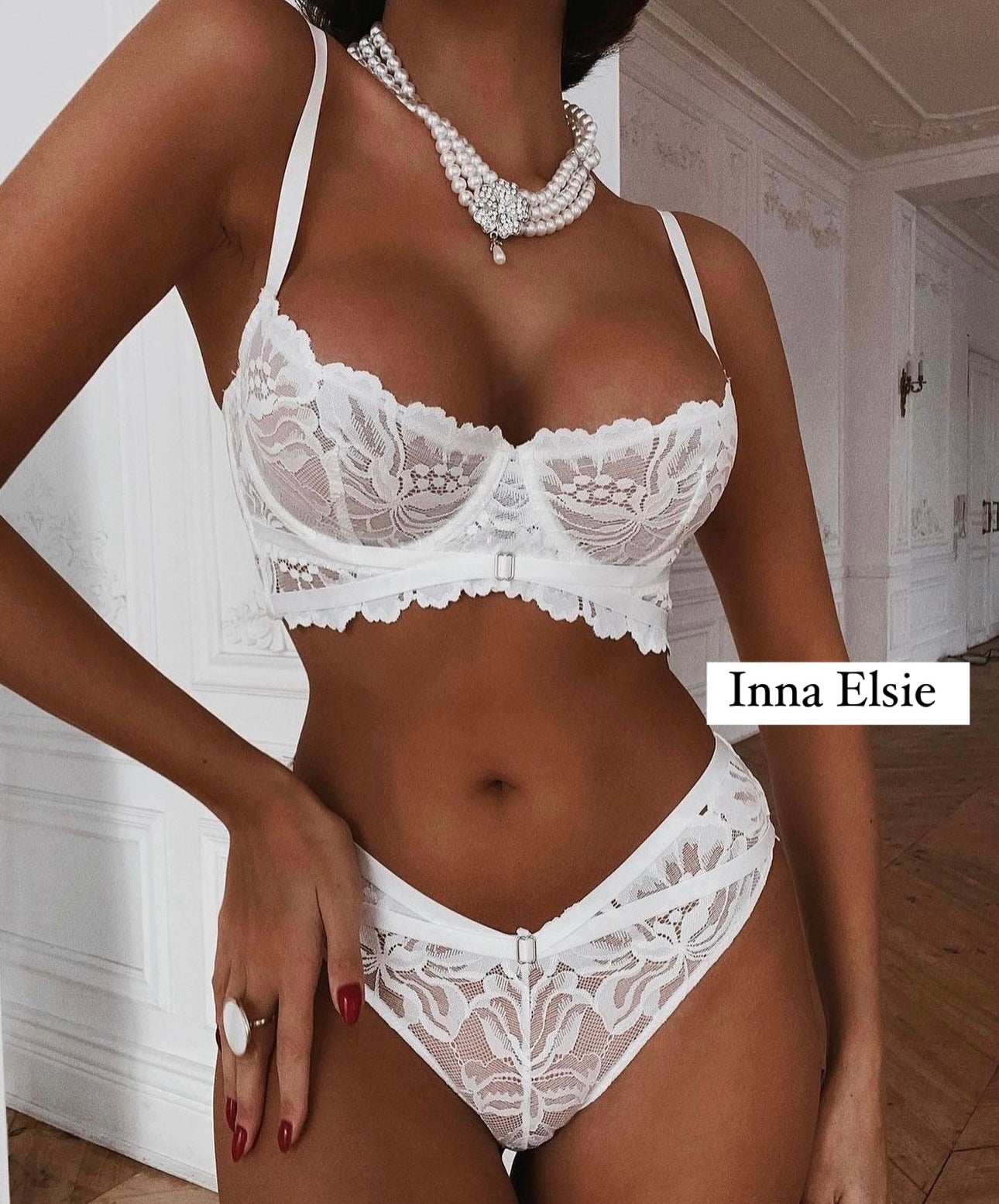 MONALISA White Lace Lingerie Set