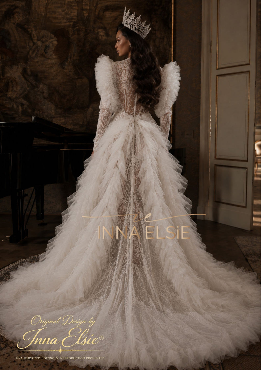 VIVIANA Luxury Bridal Robe with Puffy Sleeves