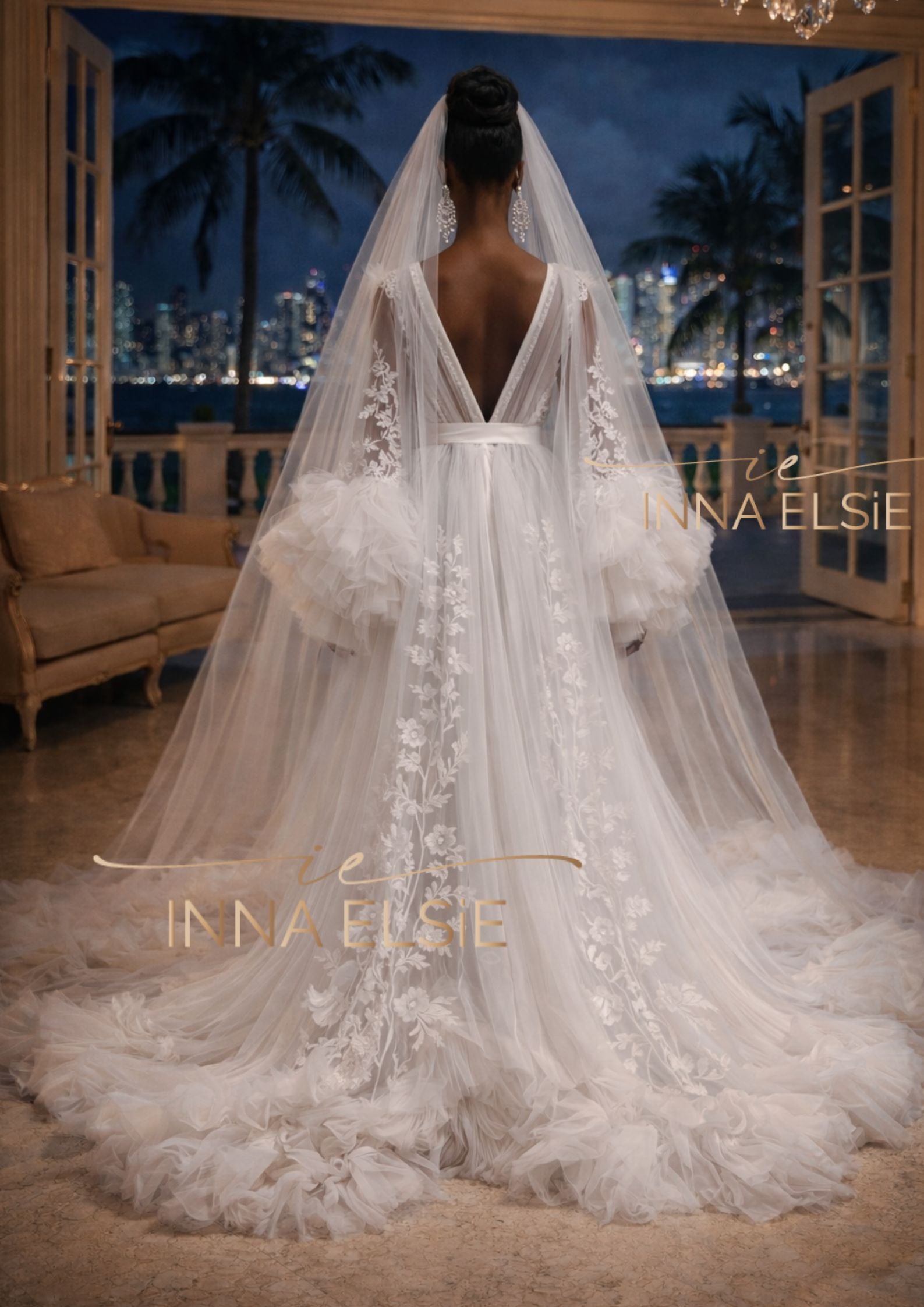GABELINA Luxury Lace Tulle Bridal Robe