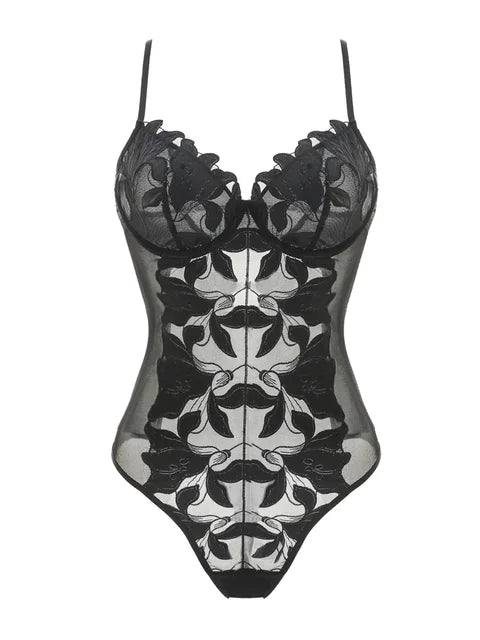 Luna Black Bridal Bodysuit