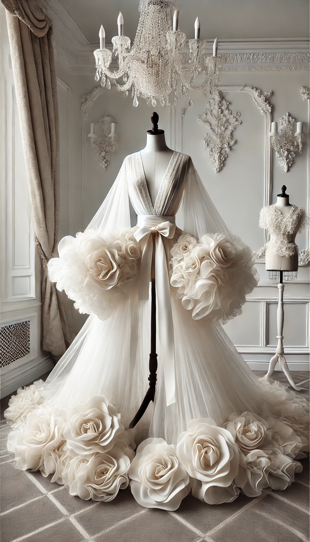 FLORIDA Luxury Floral Bridal Robe WHITE