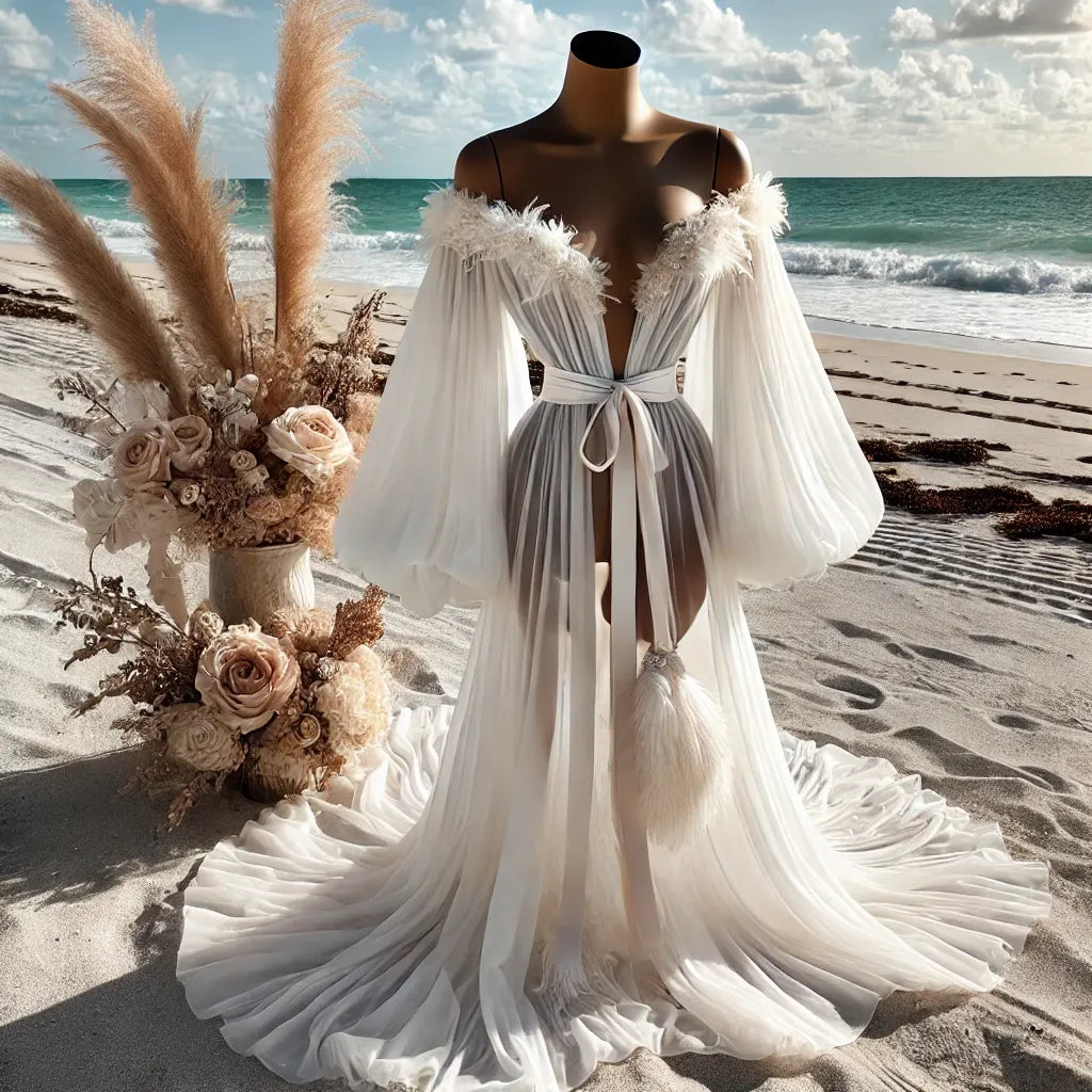 ABINA Off Shoulder Bridal Robe