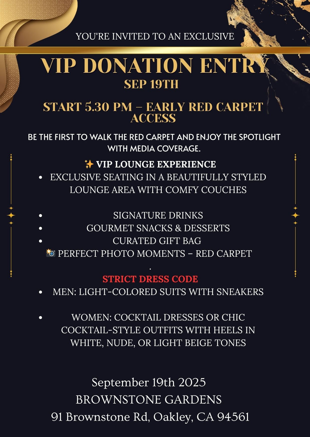 VIP ENTRANCE (Donation): ATTEND SUITS AND SNEAKERS – PROCEEDS SUPPORT CHARITY