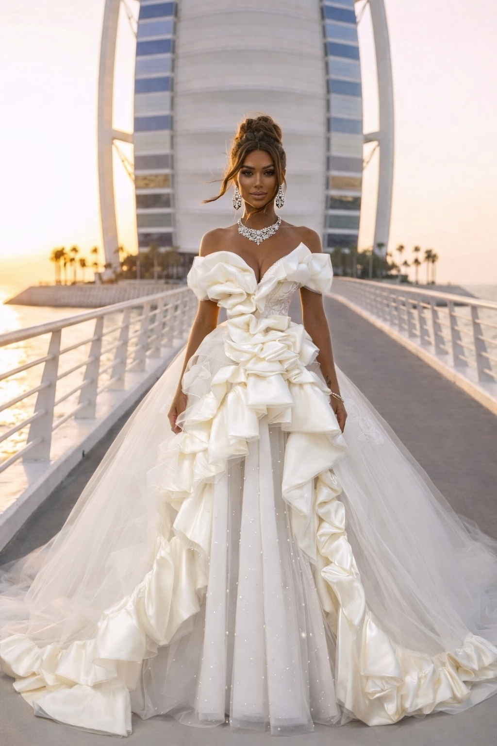 AURORA REGALIA Draped Royal Ball Gown