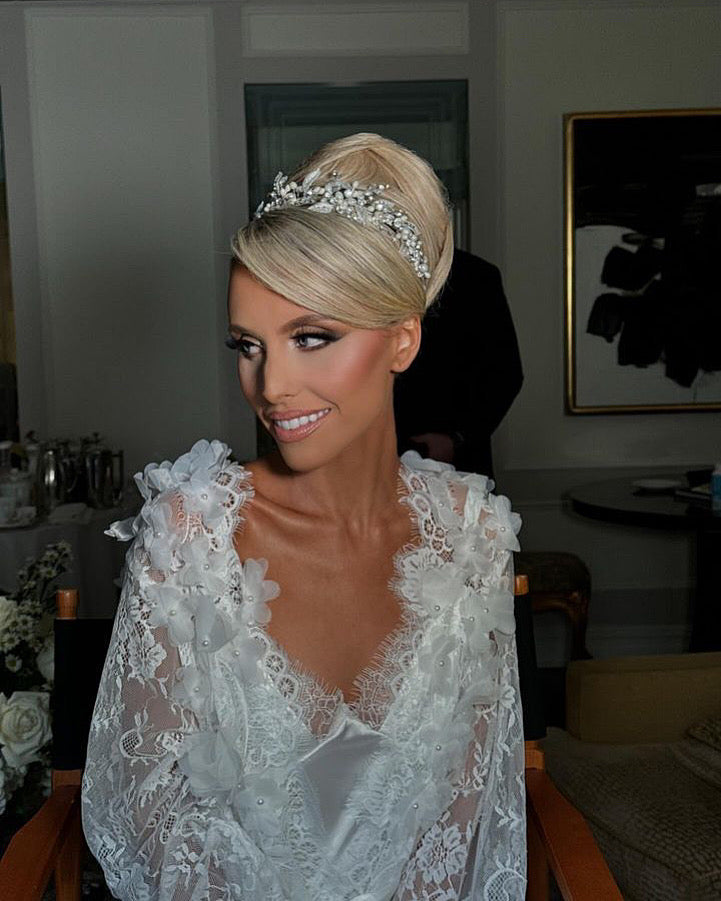 POLINA lace bridal robe with train