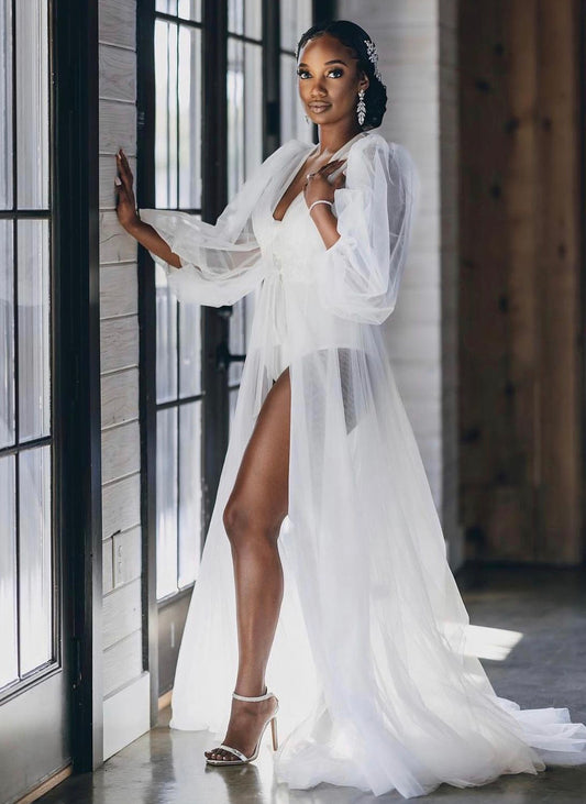 AMINA Long Bridal Robe - Inna Elsie