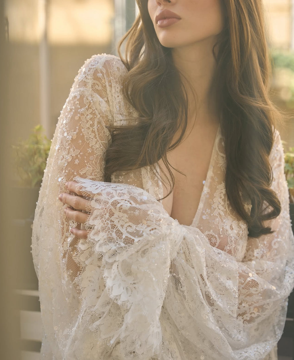 AURORA EXTRA LACE ROBE WITH SHINE