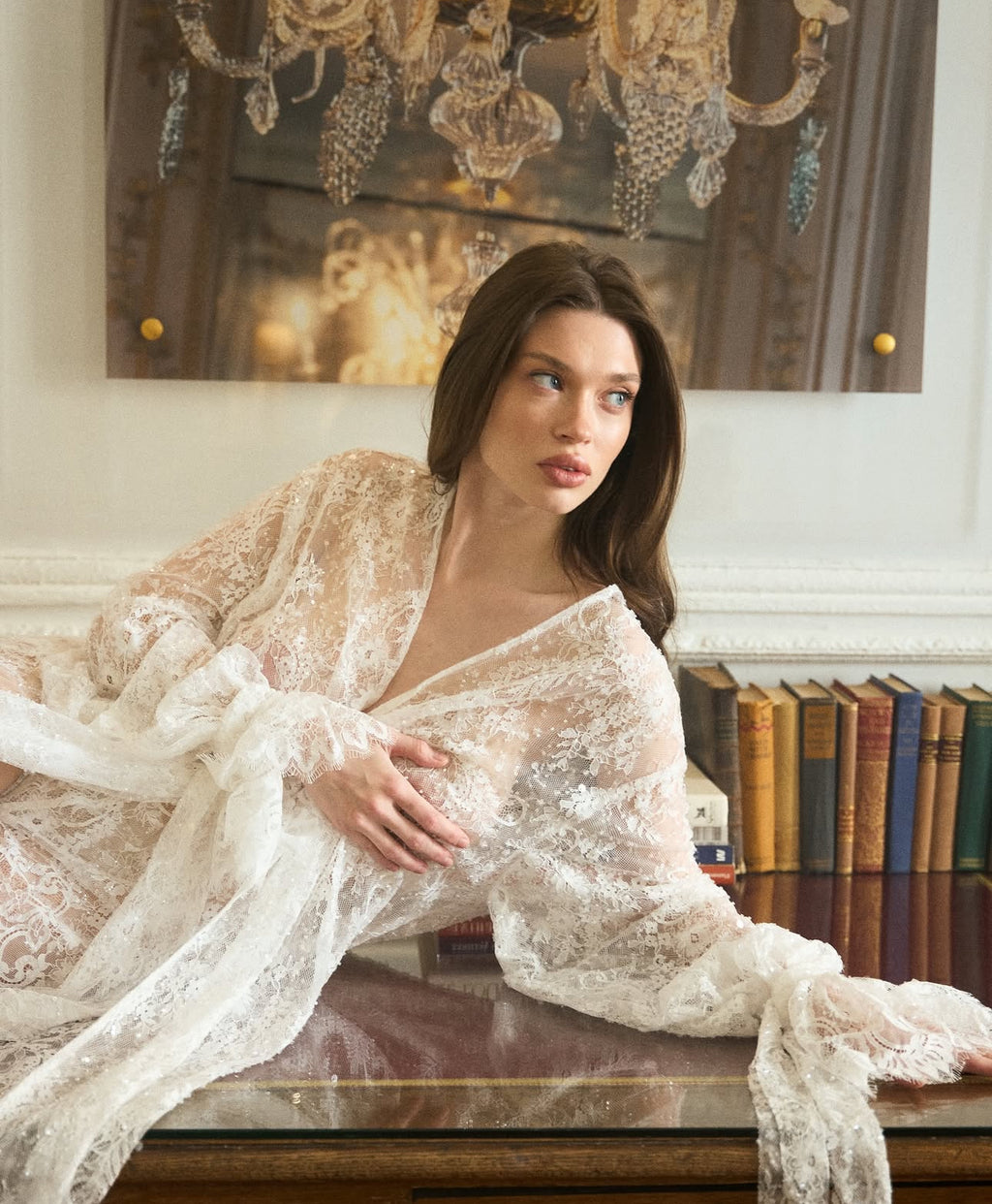 AURORA EXTRA LACE ROBE WITH SHINE