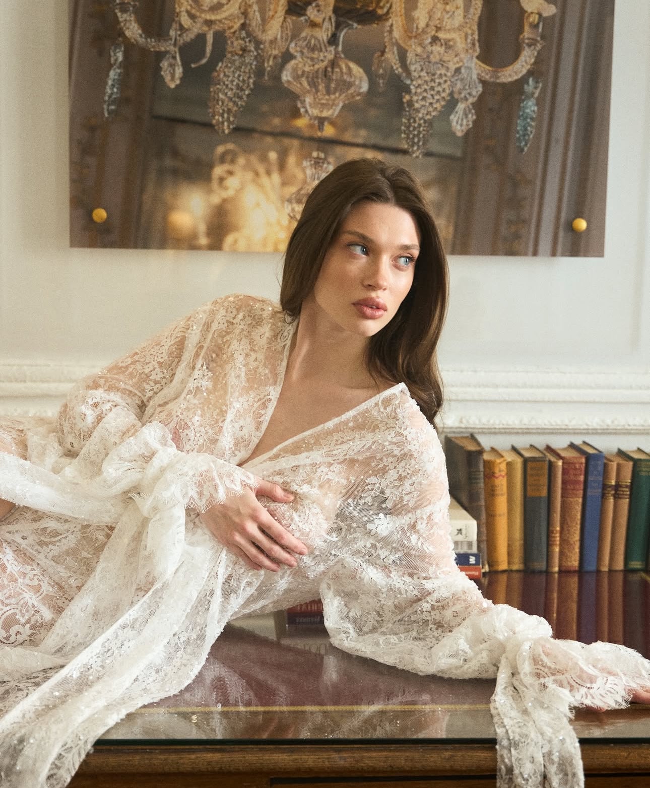 AURORA EXTRA LACE ROBE WITH SHINE