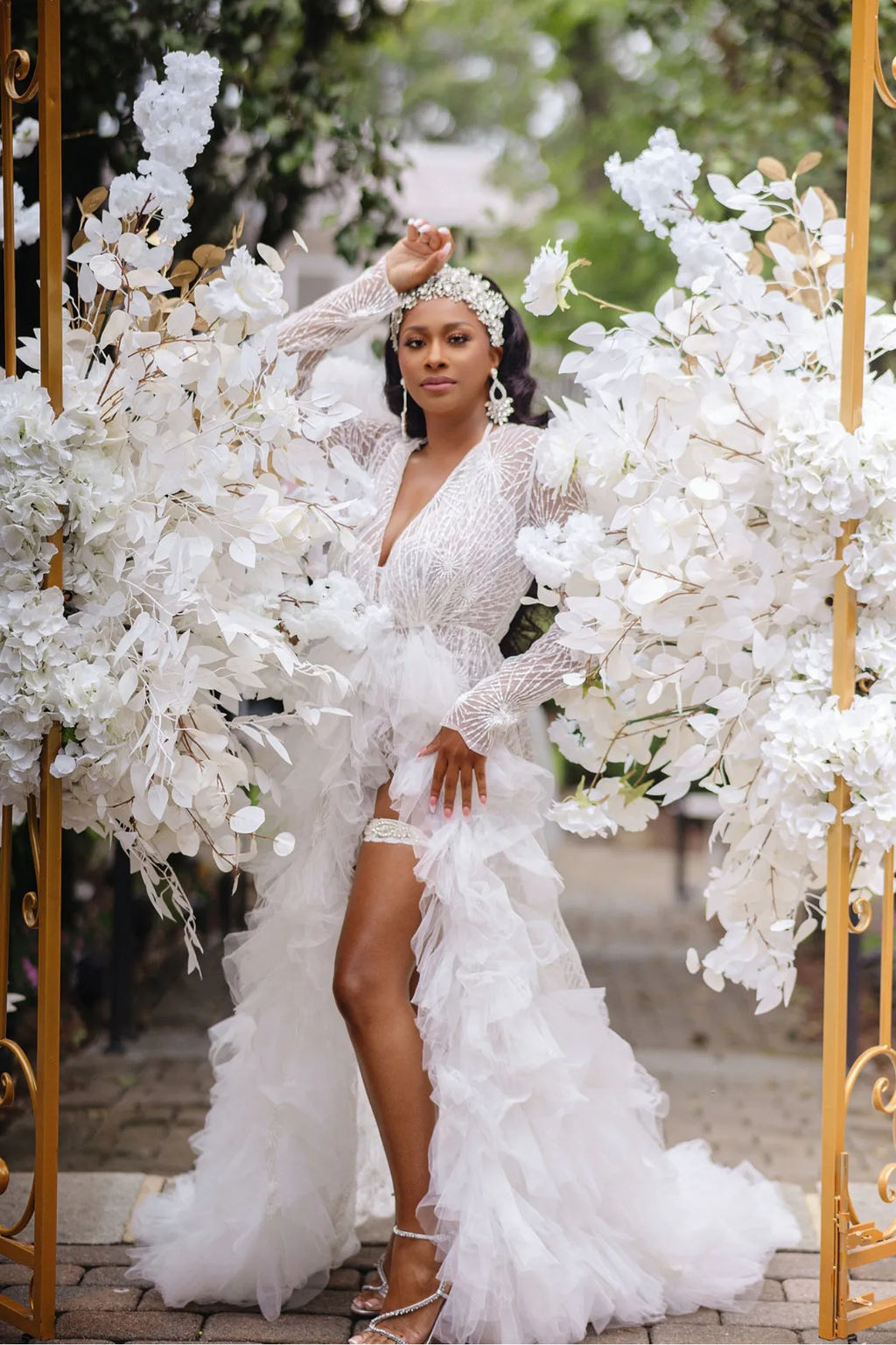 VIVIANA Luxury Bridal Robe with Puffy Sleeves