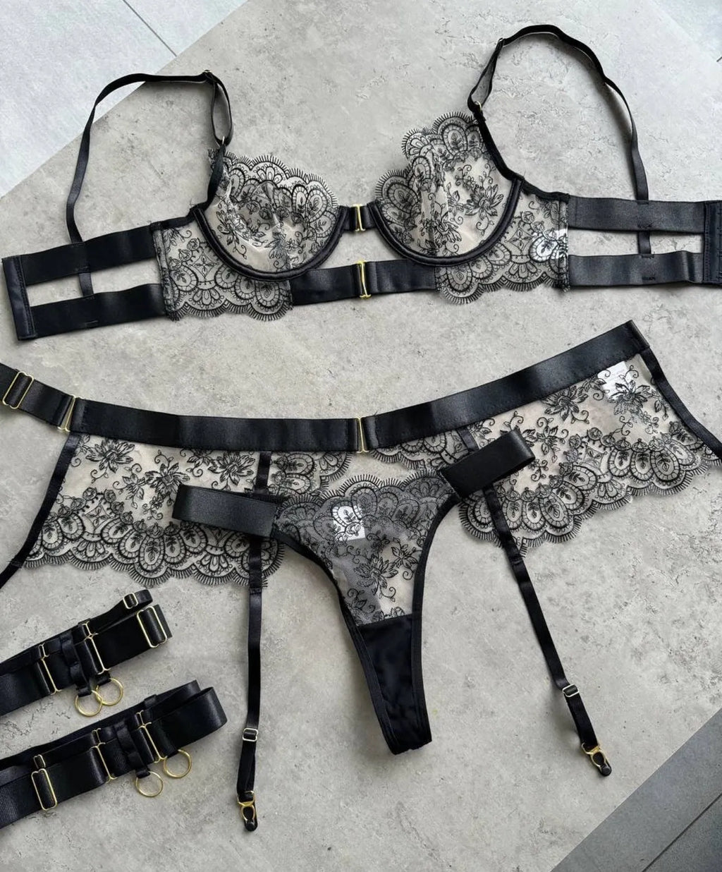 PEONA Metal Chain Erotic Set Sexy See-Through Lingerie