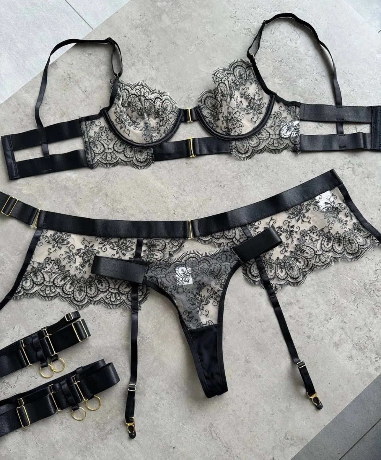 PEONA Metal Chain Erotic Set Sexy See-Through Lingerie