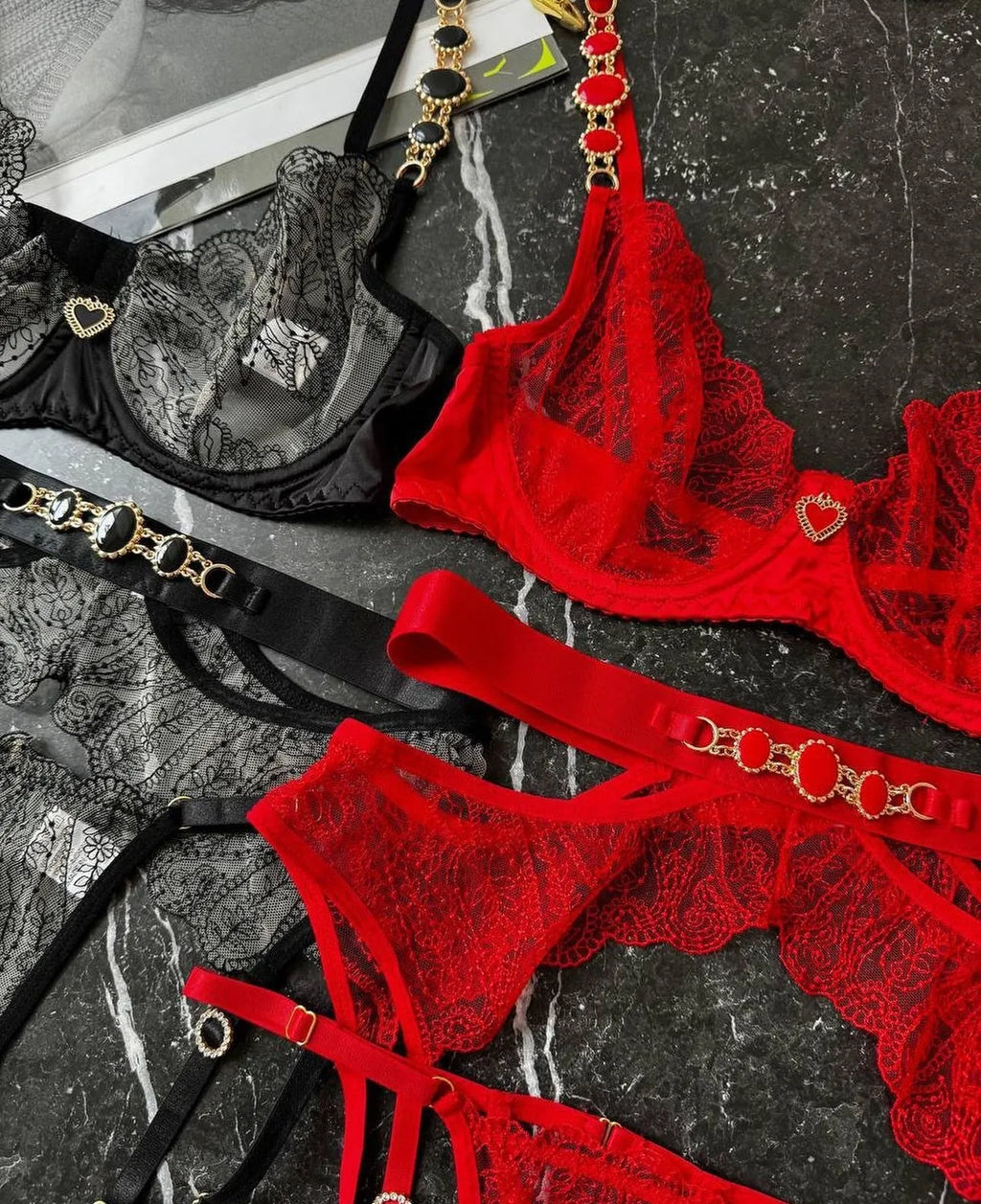 PEONA Metal Chain Erotic Set Sexy See-Through Lingerie