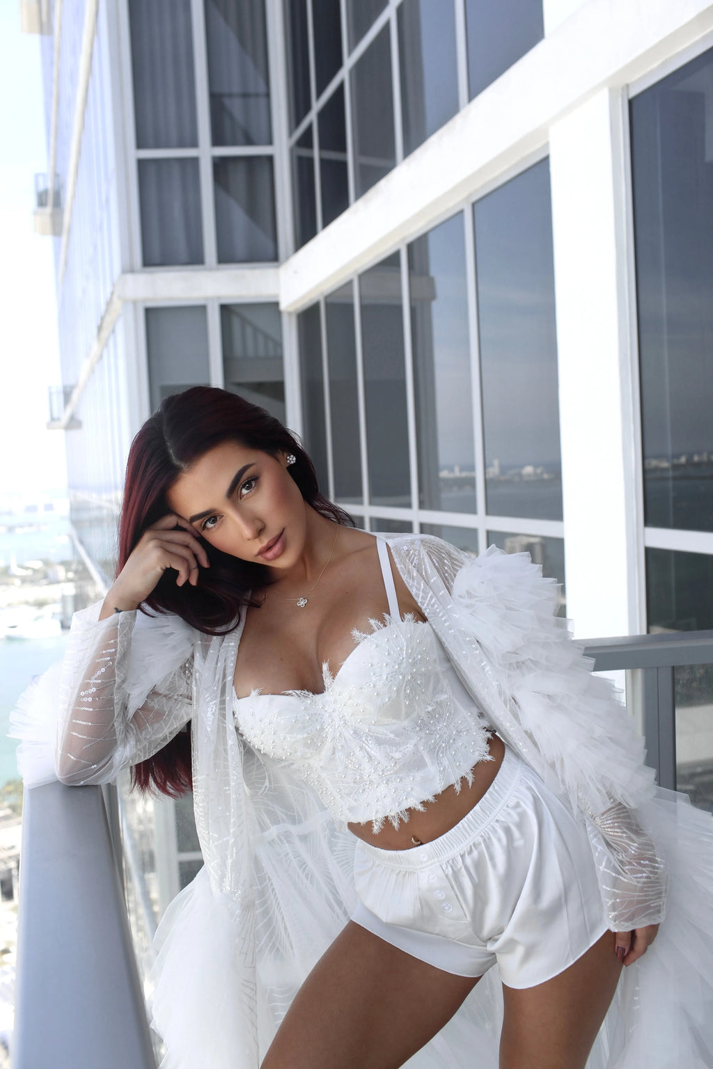 JADA Pearl Beaded Embroidered Top