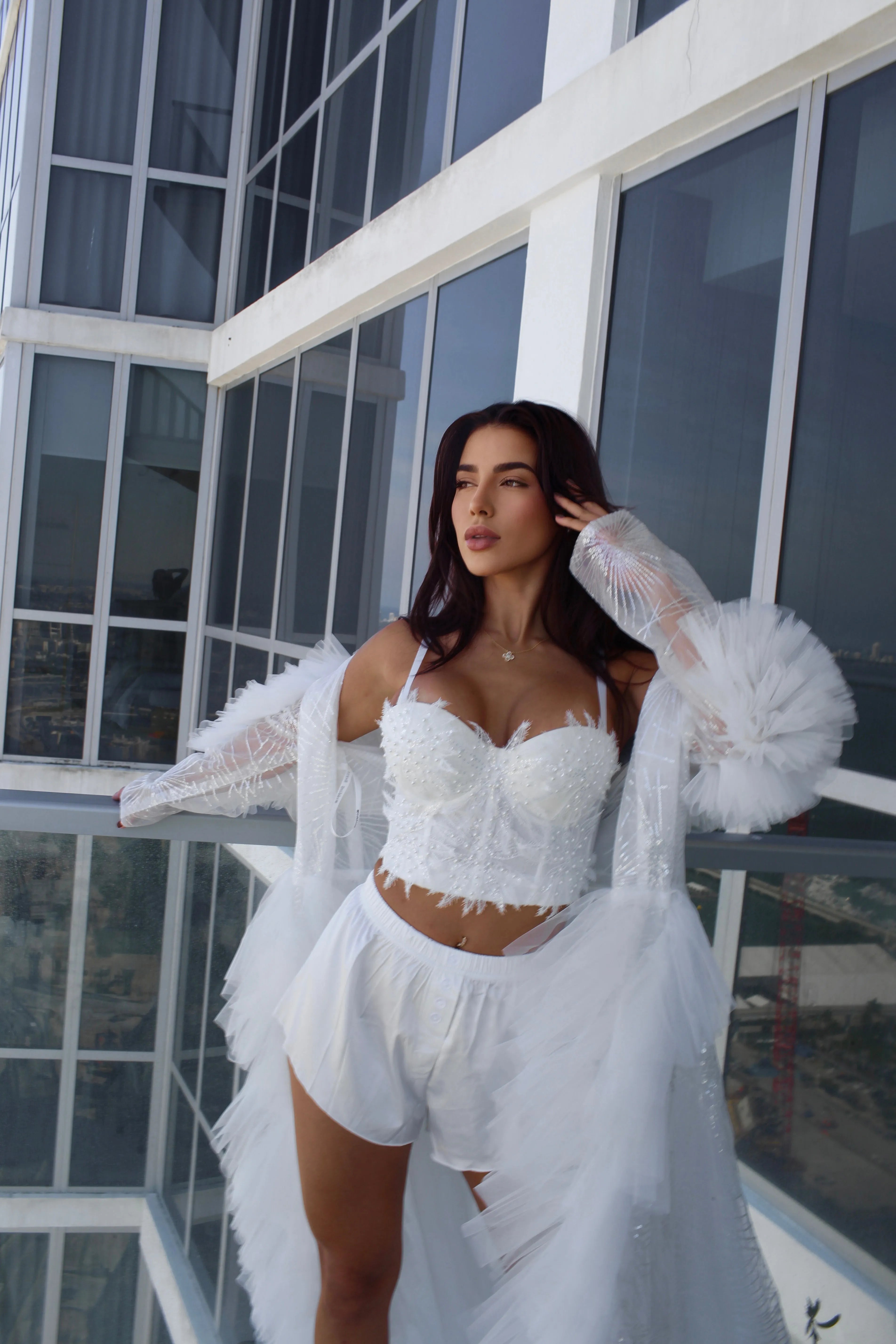 JADA Pearl Beaded Embroidered Top