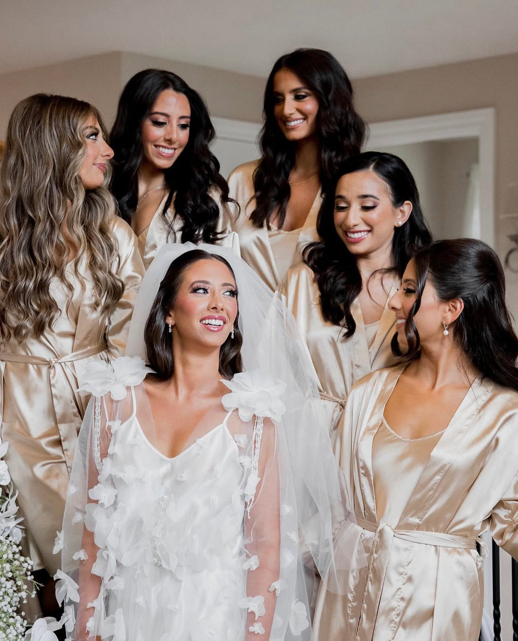 Sabrina Lace Bridal Robe With 3D Flowers