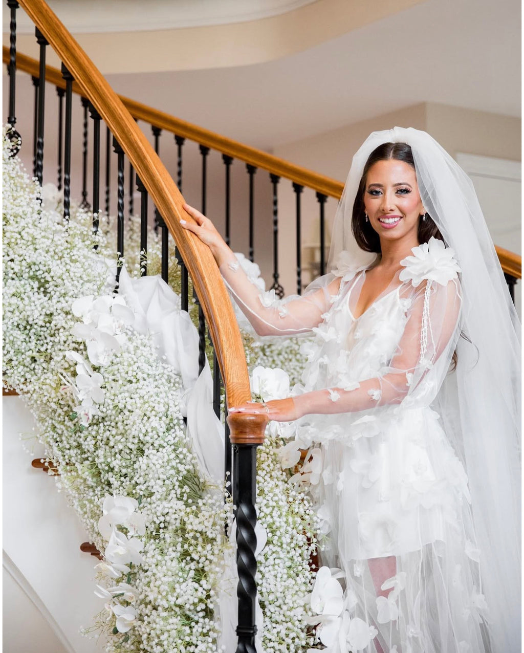 Sabrina Lace Bridal Robe With 3D Flowers