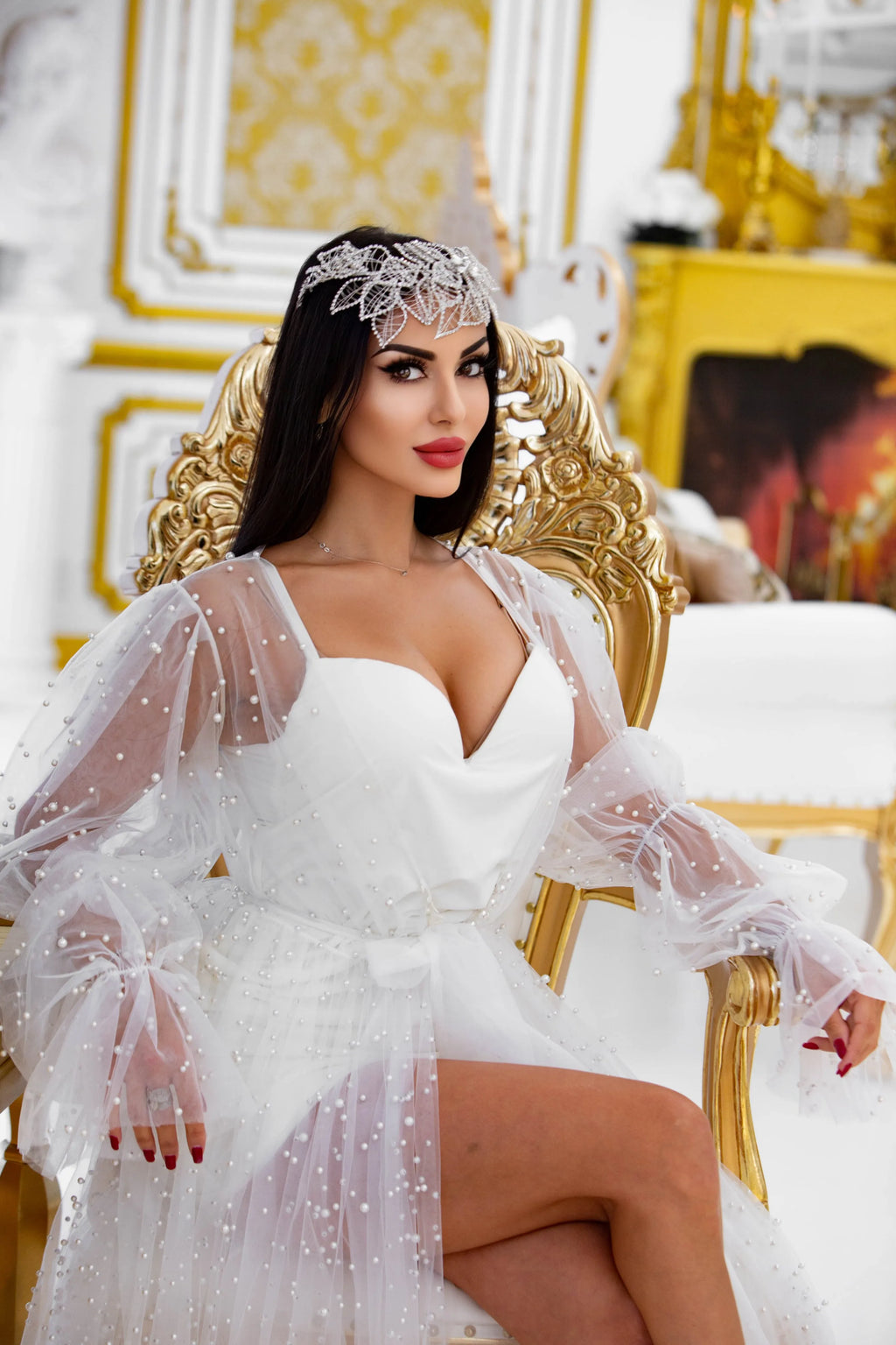 Joanna Bridal Robe With Pearls