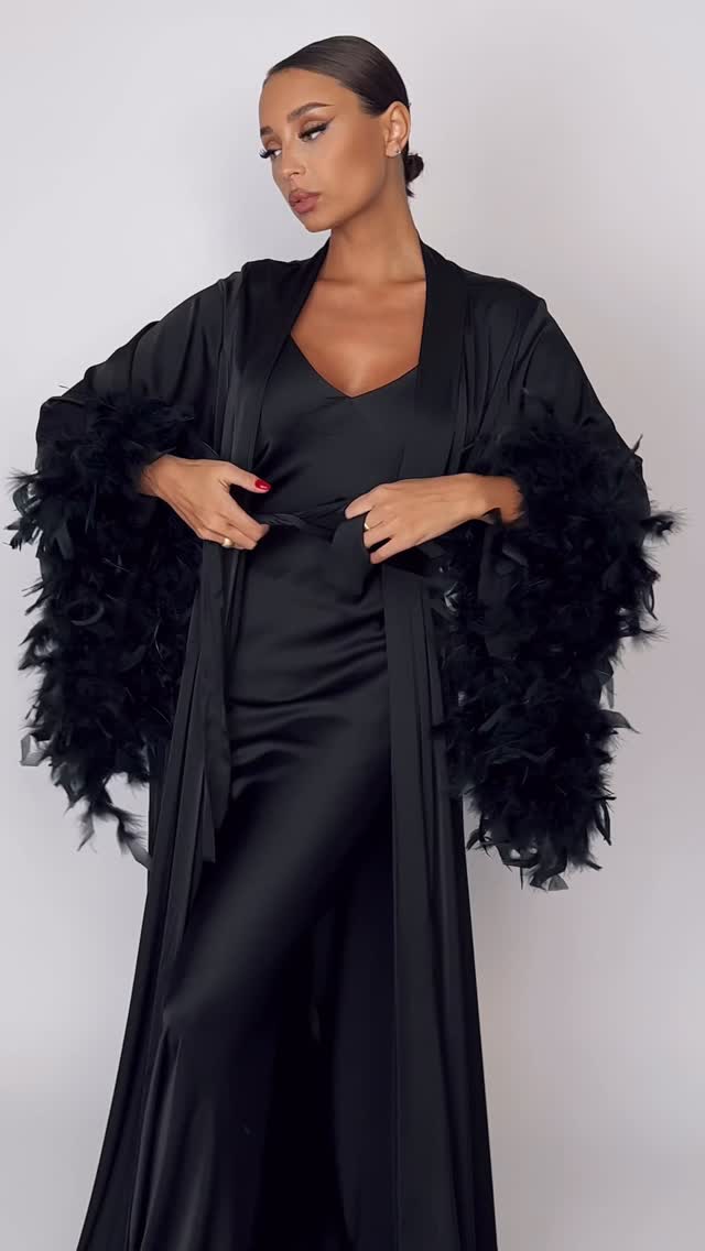 KARUCCHIE Silk Black Robe