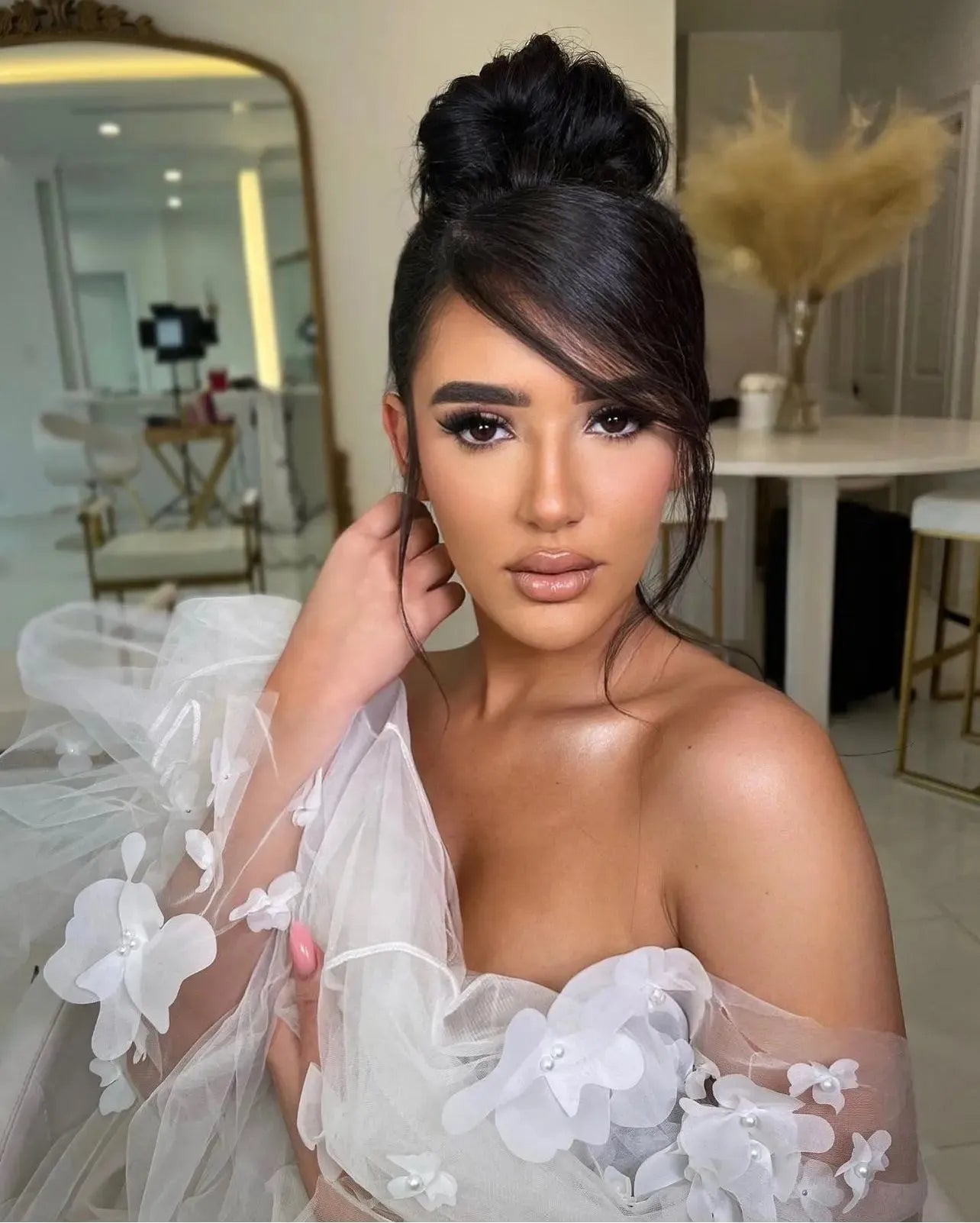 Sabrina Lace Bridal Robe With 3D Flowers