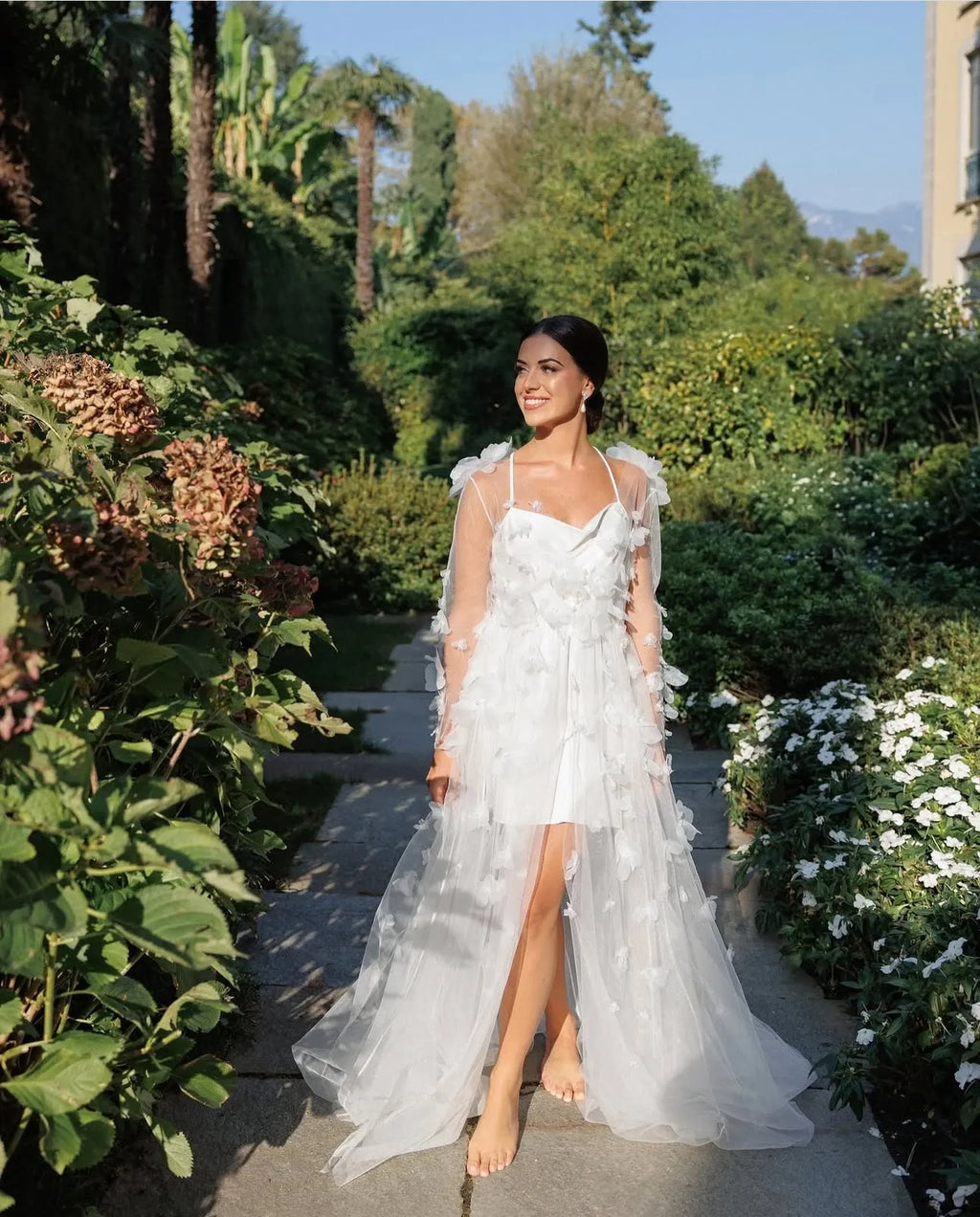 Sabrina Lace Bridal Robe With 3D Flowers