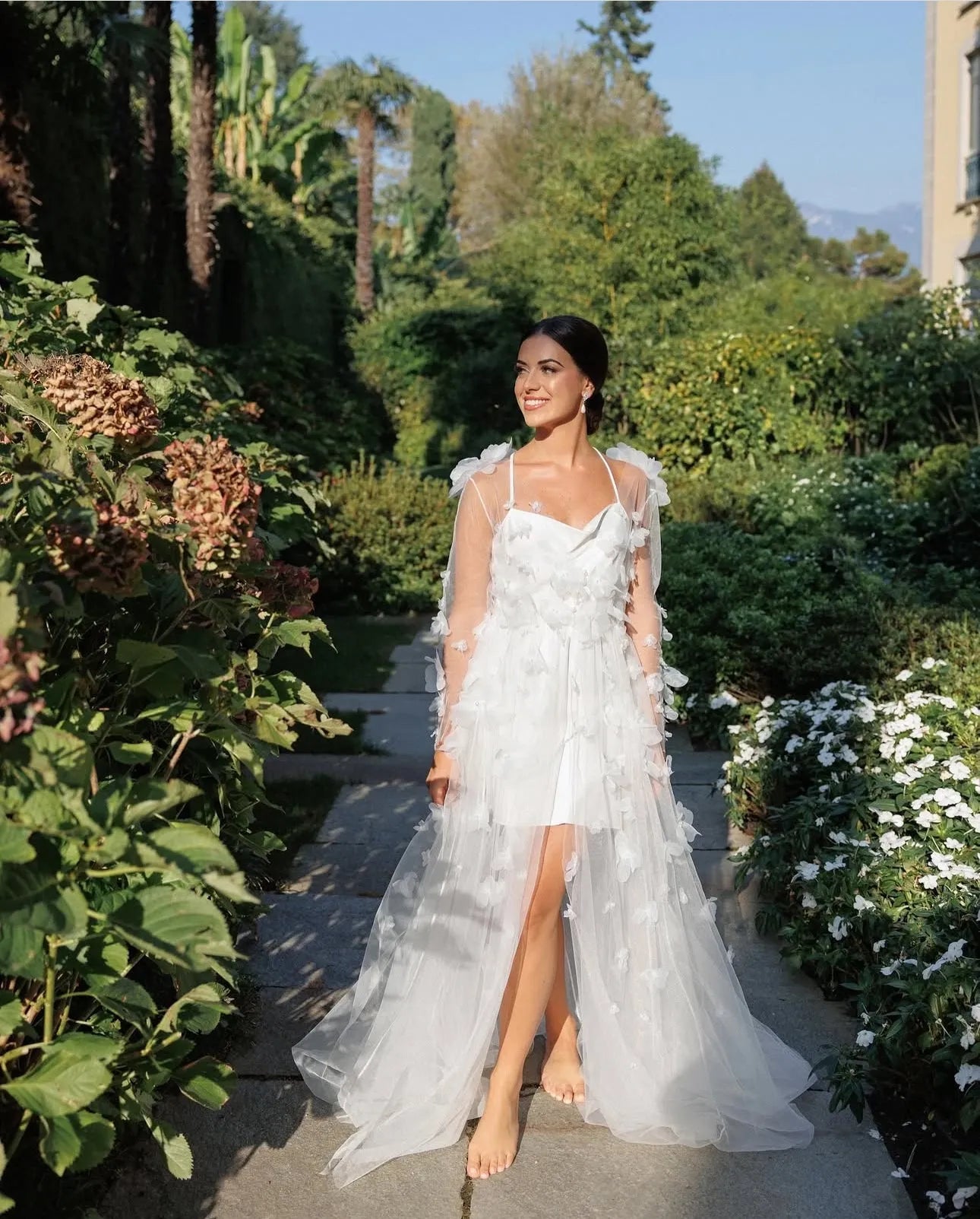 Sabrina Lace Bridal Robe With 3D Flowers