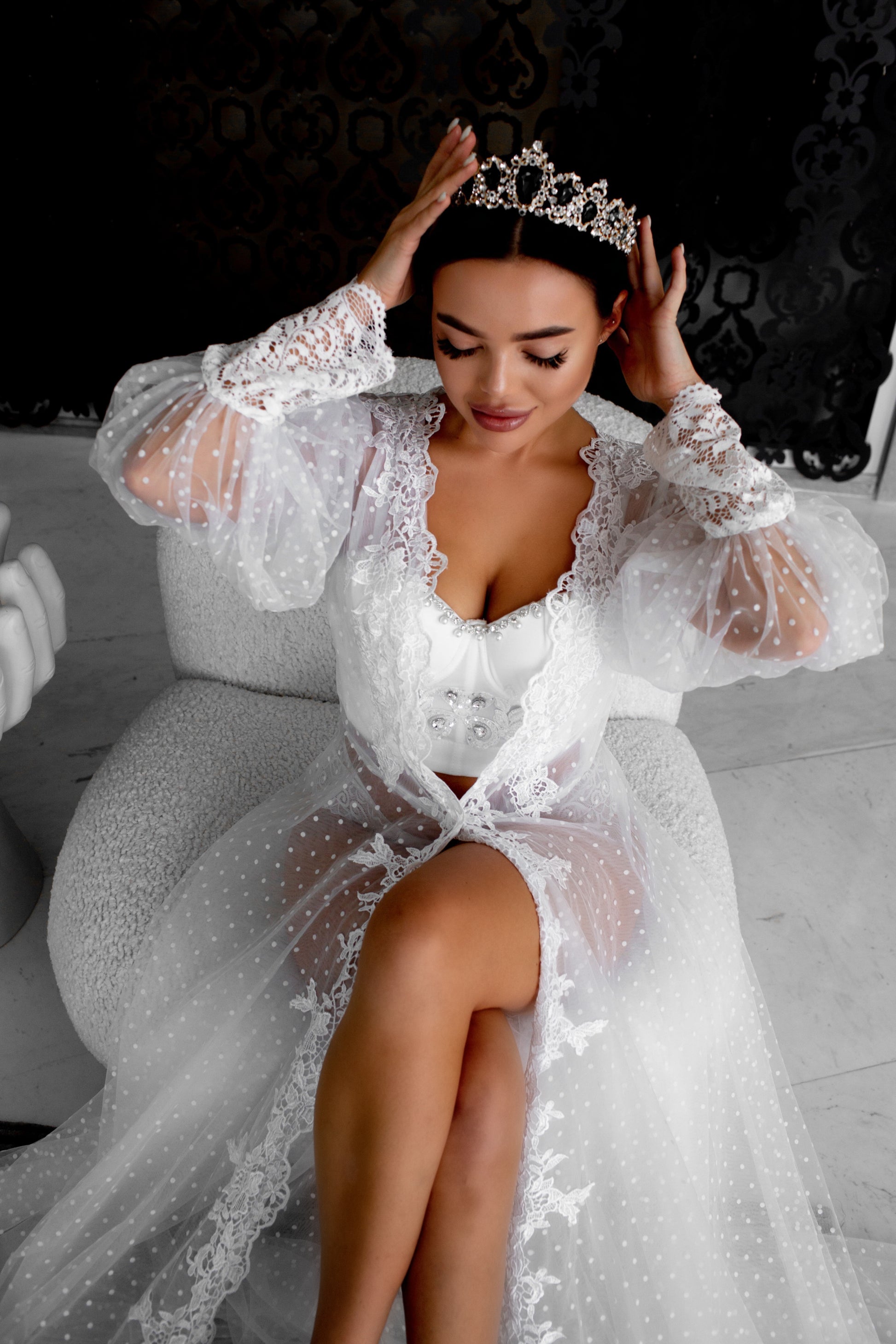 DARIAN lace bridal robe