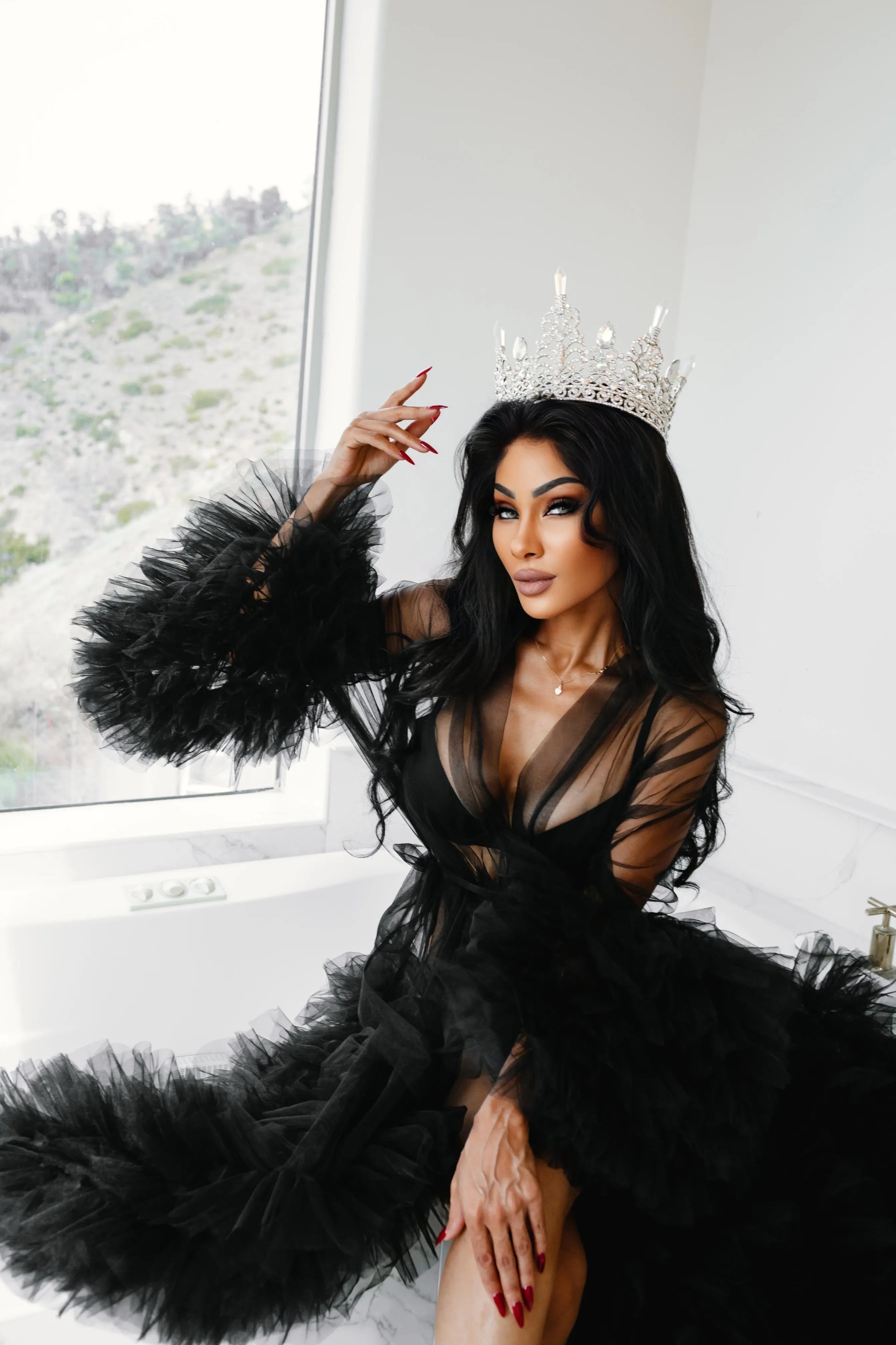 KELSEY Luxury Black Bridal Robe