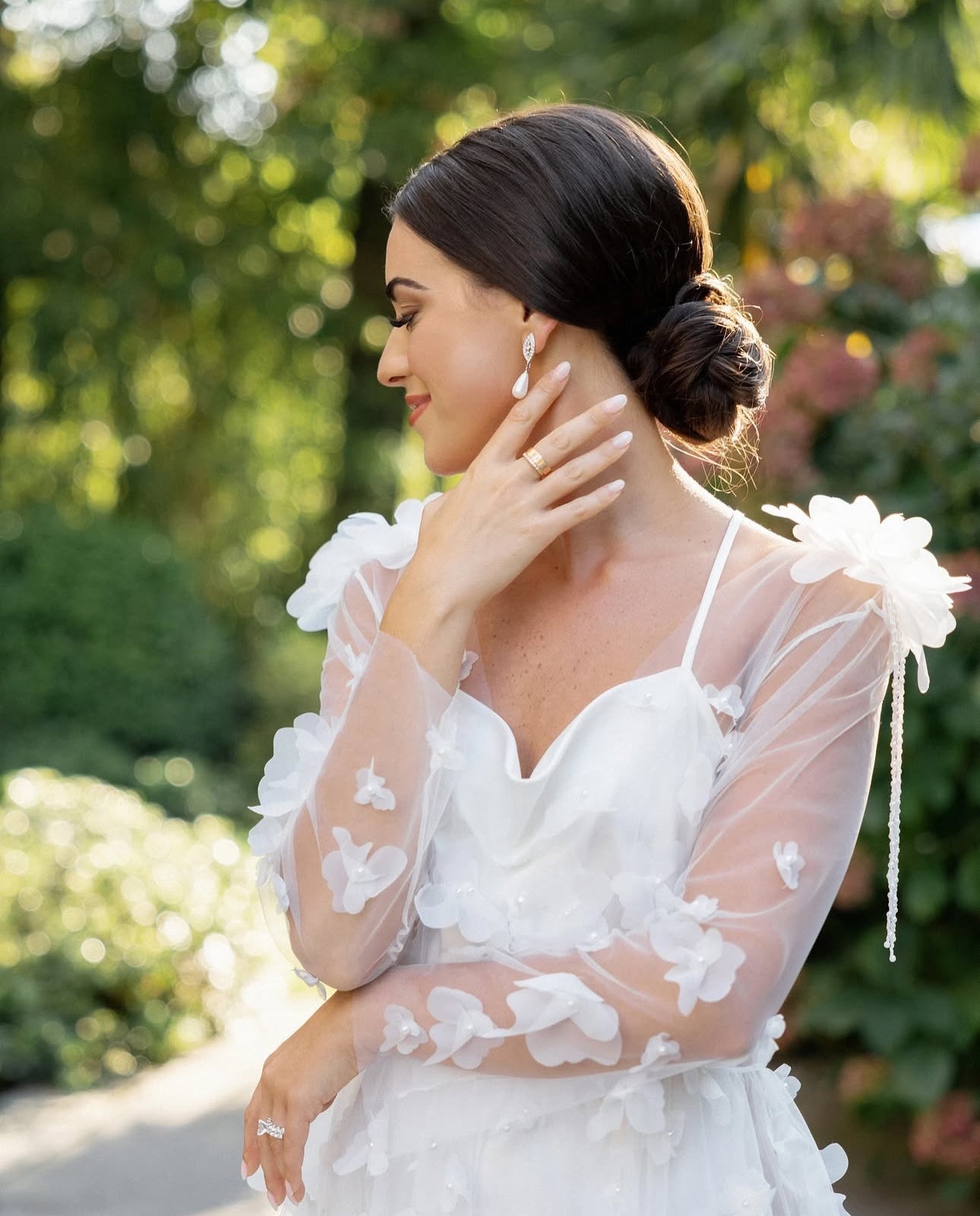 White wedding robe with lace accents, perfect for bridal shower