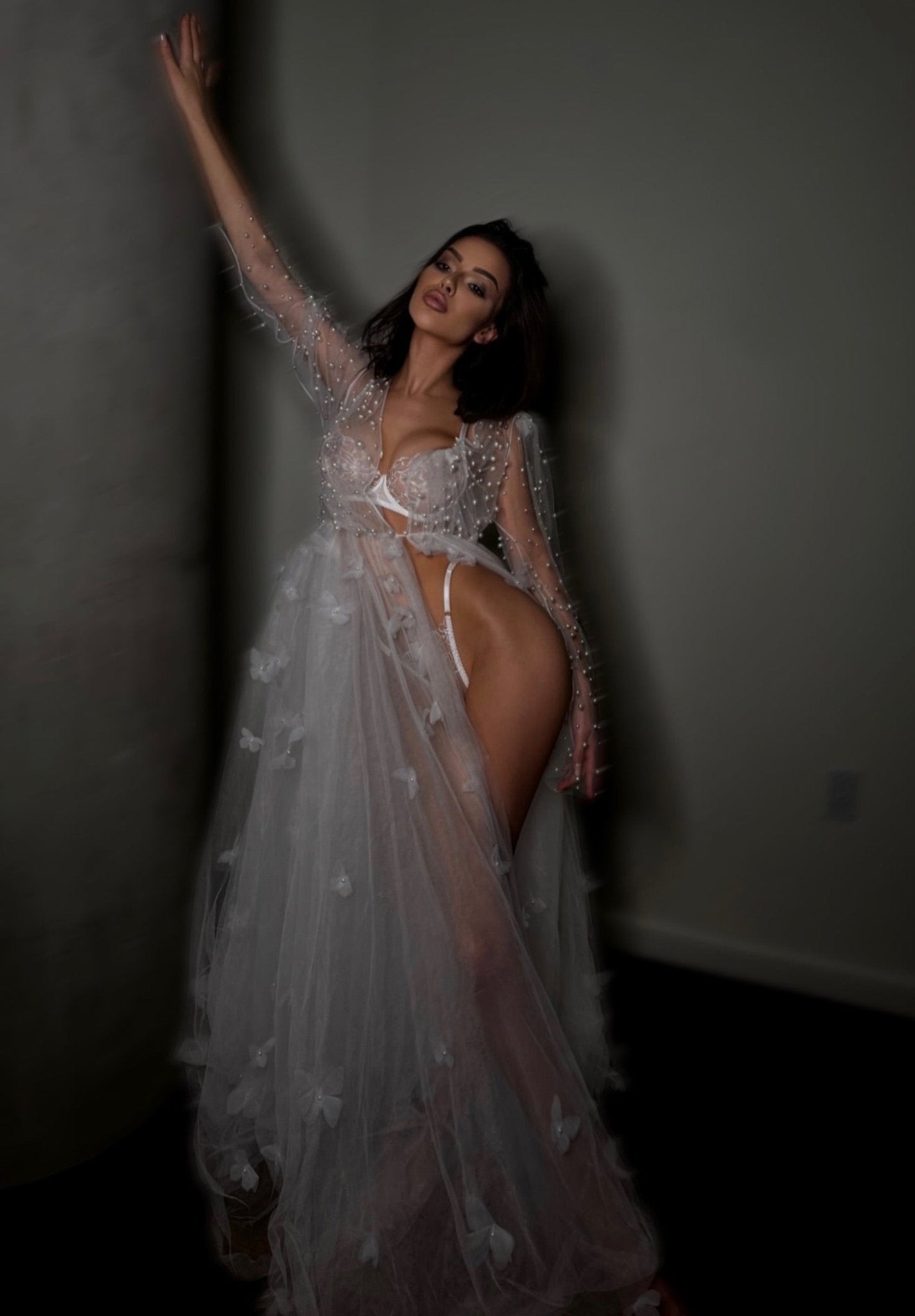 ANGELINA lace bridal robe