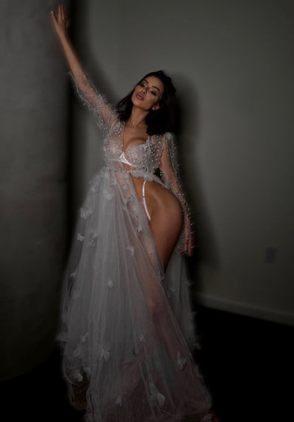 Luxury Angelina Bridal Lace Robe