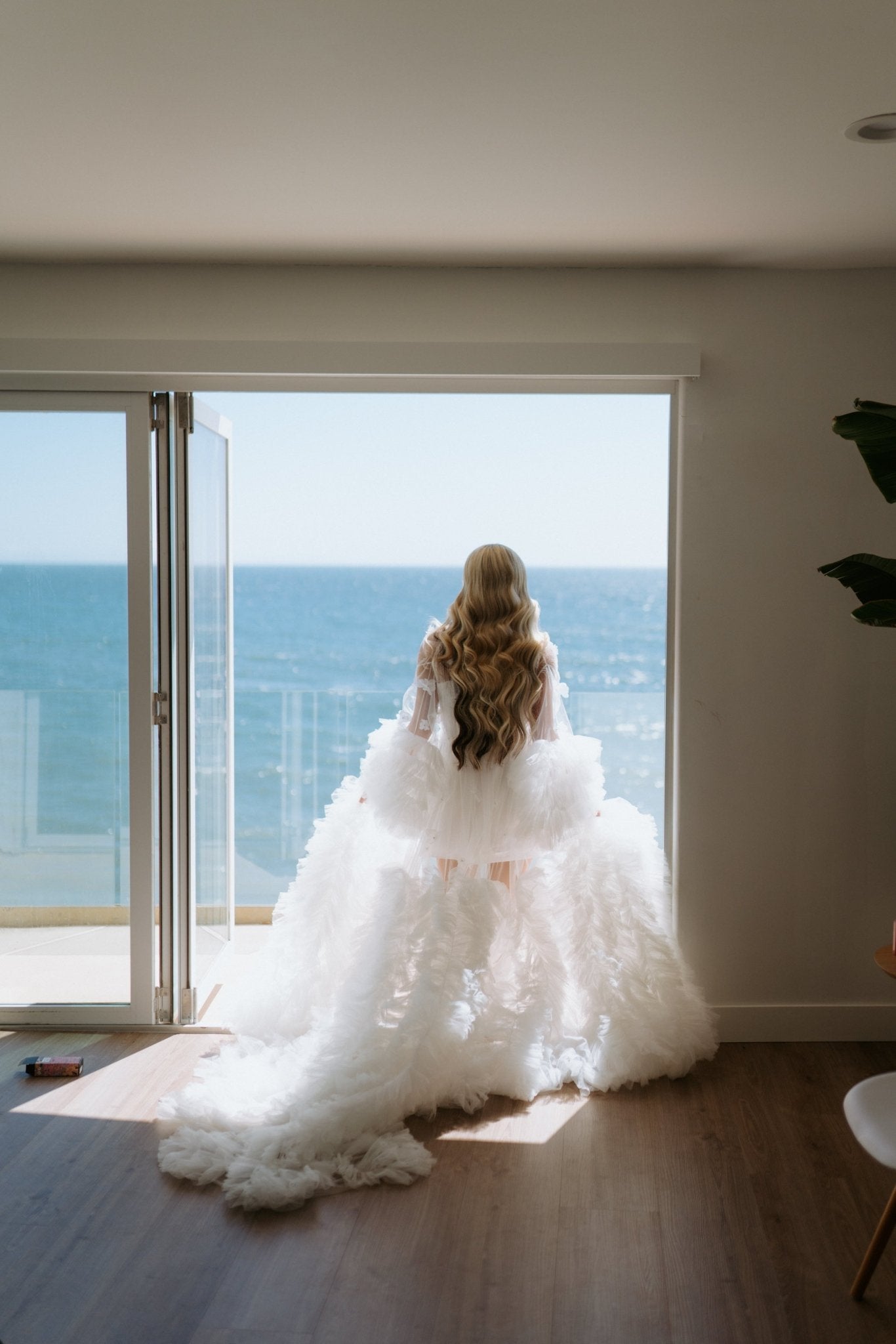 KELSEY bridal lace robe with train